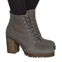 Office Loose Lipped Lace Up Ankle Boots GREY NUBUCK