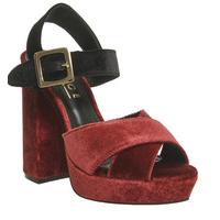 Office Nano Platform Sandal RED BLACK VELVET