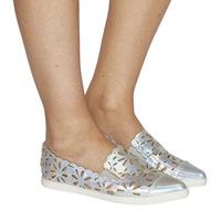 Office Friyay Lazer Cut Flat Point Pump SILVER HOLOGRAM