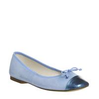 office farewell square toe ballet blue suede