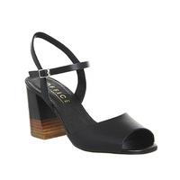 Office Mimosa Two Part Flare Heel Sandals BLACK LEATHER