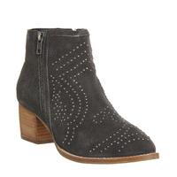 Office Luna Studded Western Boots DARK GREY SUEDE