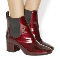 Office Love Bug Block Heel Chelsea Boots BURGUNDY PATENT LEATHER