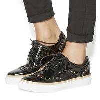 Office Proud Studded Lace Up Trainer BLACK PATENT