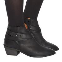 office loyal strap detail boots black leather