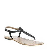 office samba toe post sandals black leather