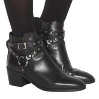 Office Leon Harness Strap Boots BLACK LEATHER