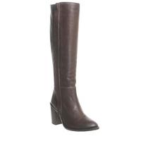 Office Kaiser Side Zip Knee Boots BROWN LEATHER