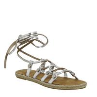 Office Soulmate Espadrille Tie Up Sandal SILVER LEATHER