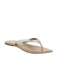 Office Stix Toe Post Mule Sandal SILVER METALLIC LEATHER