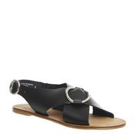 office santorini cross strap sandal with hardware black leather