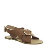 office santorini cross strap sandal with hardware tan leather