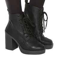 Office Live Wire Chunky Lace Up Boots BLACK