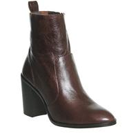 Office Lockie Unlined Heeled Western Boots BROWN LEATHER