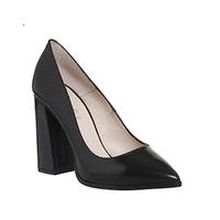 Office Alpha Point Flare Heel Court BLACK BOX LEATHER