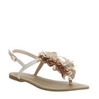 Office Sweetpea Sequin Flower Trim Sandals OFF WHITE SNAKE