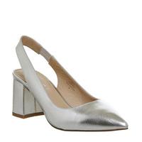 office margot point block heel silver