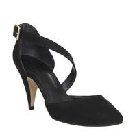 Office Forget Me Not Asymmetric Strap Court BLACK NUBUCK