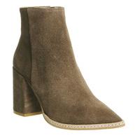 Office Lake Pointed Block Heel Boots TAUPE SUEDE