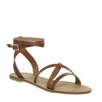 office stephan strappy ankle sandals tan leather