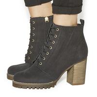 Office Loose Lipped Lace Up Ankle Boots BLACK NUBUCK
