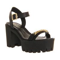 Office Diva Cleated Chain Sandal BLACK LEATHER