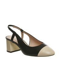 Office Maddie Slingback Toe Cap Block Heels BLACK LEATHER