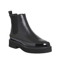 office jay chunky chelsea boot black leather black patent