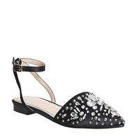 office fern two part point pump black satin with gems