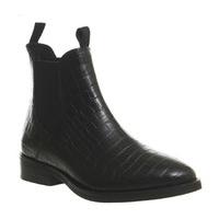 Office Cockney High Cut Chelsea Boots BLACK CROC EMBOSSED LEATHER