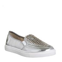 Office Domino Woven Slip On Trainer SILVER