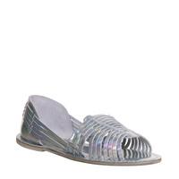 Office Liquorice Woven Peeptoe HOLOGRAPHIC LEATHER