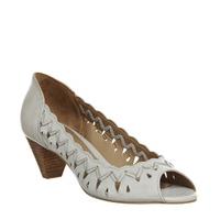 Office Martha Peep Toe Woven Heel GREY LEATHER