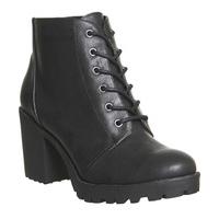 office leaderboard chunky lace up boots black