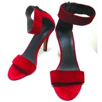 Office Size 4 Suede Bold Pink Ankle Strap Stiletto Heeled Shoes