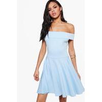 Off Shoulder Skater Dress - sky