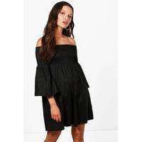 Off The Shoulder Sun Dress - black