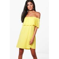 Off The Shoulder Swing Dress - yellow