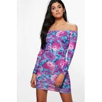 Off Shoulder Bodycon Dress - purple