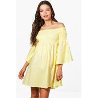 Off The Shoulder Sun Dress - lemon