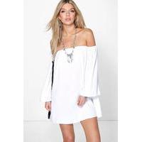 Off The Shoulder Woven Dress - white