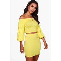 Off SHoulder Frill Crop & Skirt Co-ord - freesia