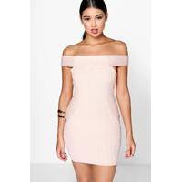 off the shoulder bandage dress blush