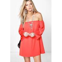 off the shoulder woven dress red