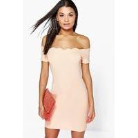 Off The Shoulder Bodycon Dress - apricot