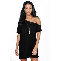 Off The Shoulder Slouchy Dress - black