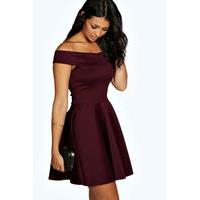 off the shoulder skater dress berry