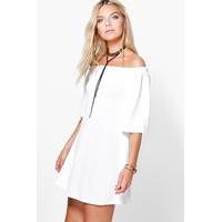 Off The Shoulder Shift Dress - cream