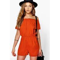 Off The Shoulder Woven Playsuit - rust