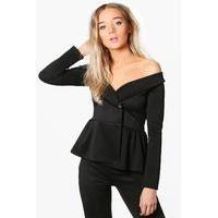 Off The Shoulder Blazer - black